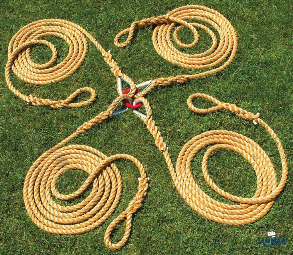 4 Team Tug of War Ropes Metal Ring Center Jammar MFG